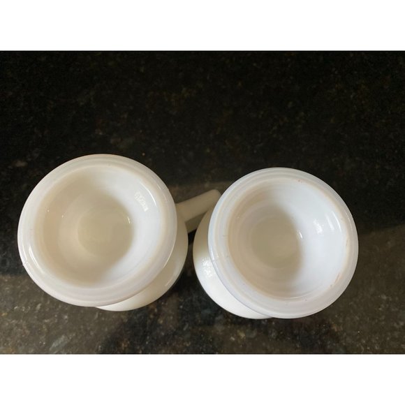 White Milk Glass Pedestal Mugs with Vegetable Design 5 1/2" - Picture 8 of 8